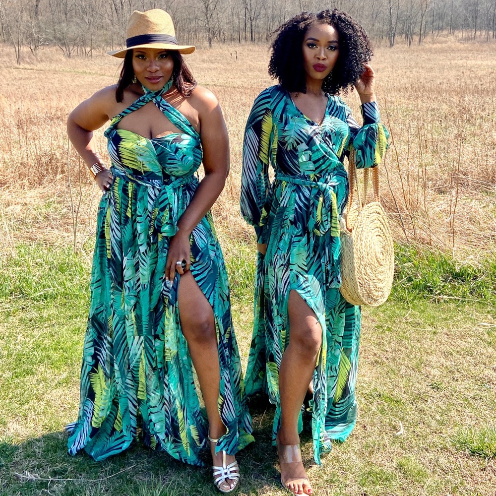 JLo Inspired Tropical Maxi Dress